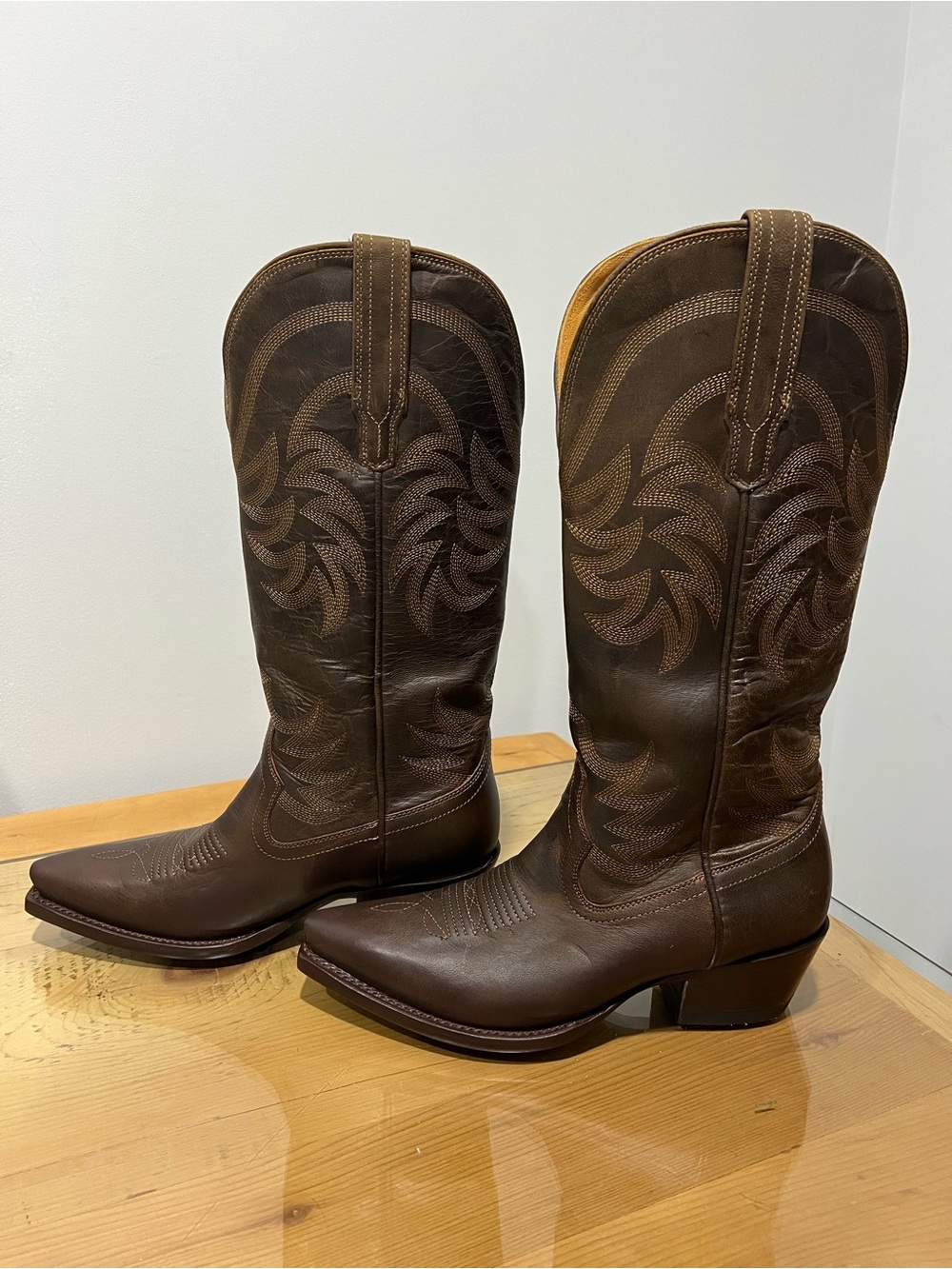 Tecovas The Annie  Cafe Goat Leather Western Heeled Boots size 9